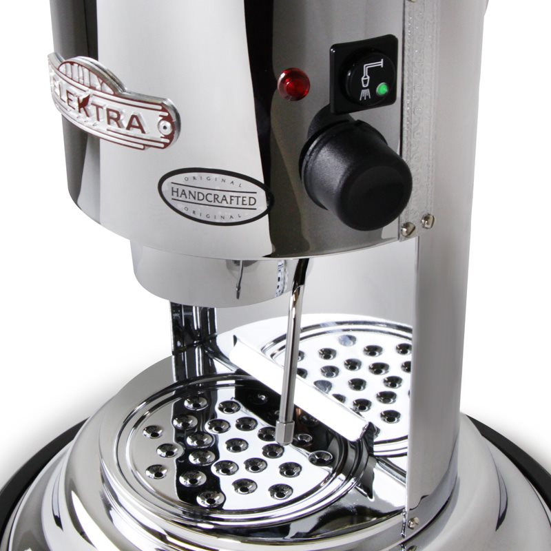 The Elektra badge, handcrafted mark and control knob