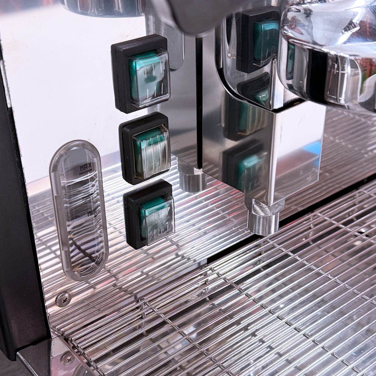 Pavoni Vasari 3 Group Commercial Espresso Machine power buttons.