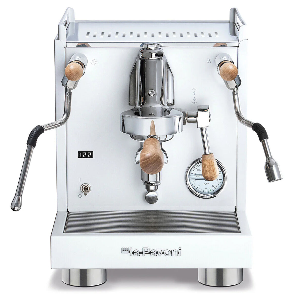 La Pavoni Cellini Evolution PID Semi-professional Domestic Coffee Machine – Gloss White & Oak LPSCVW02UK