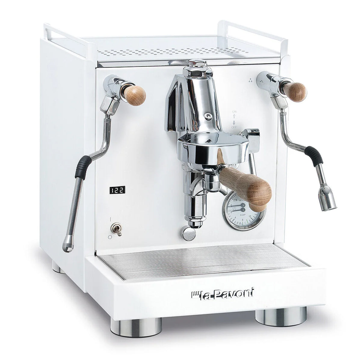 La Pavoni Cellini Evolution PID Semi-professional Domestic Coffee Machine – Gloss White & Oak LPSCVW02UK