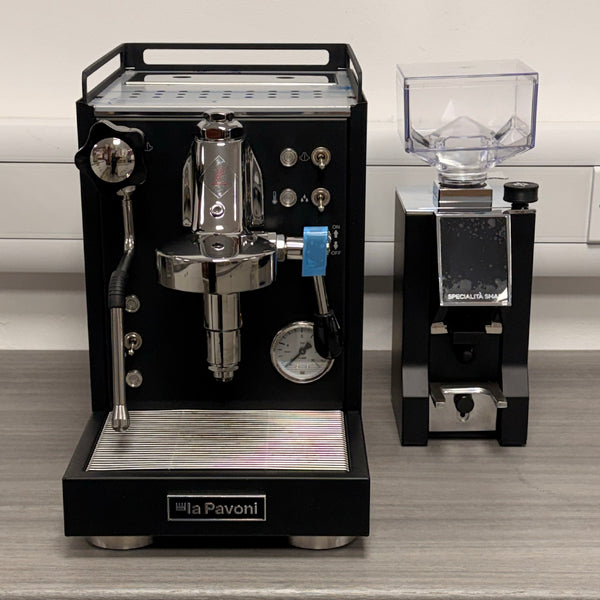 Graded Package Deal - La Pavoni Cellini Mini Black + Eureka Mignon Specialità SMART Grinder